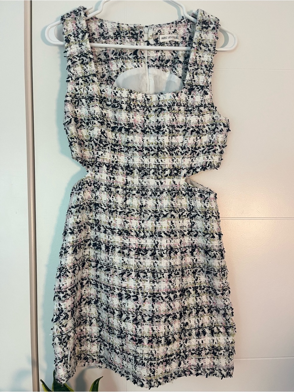 Avec Les Filles Plaid Tweed Cutout Mini Dress - Picture 2 of 3